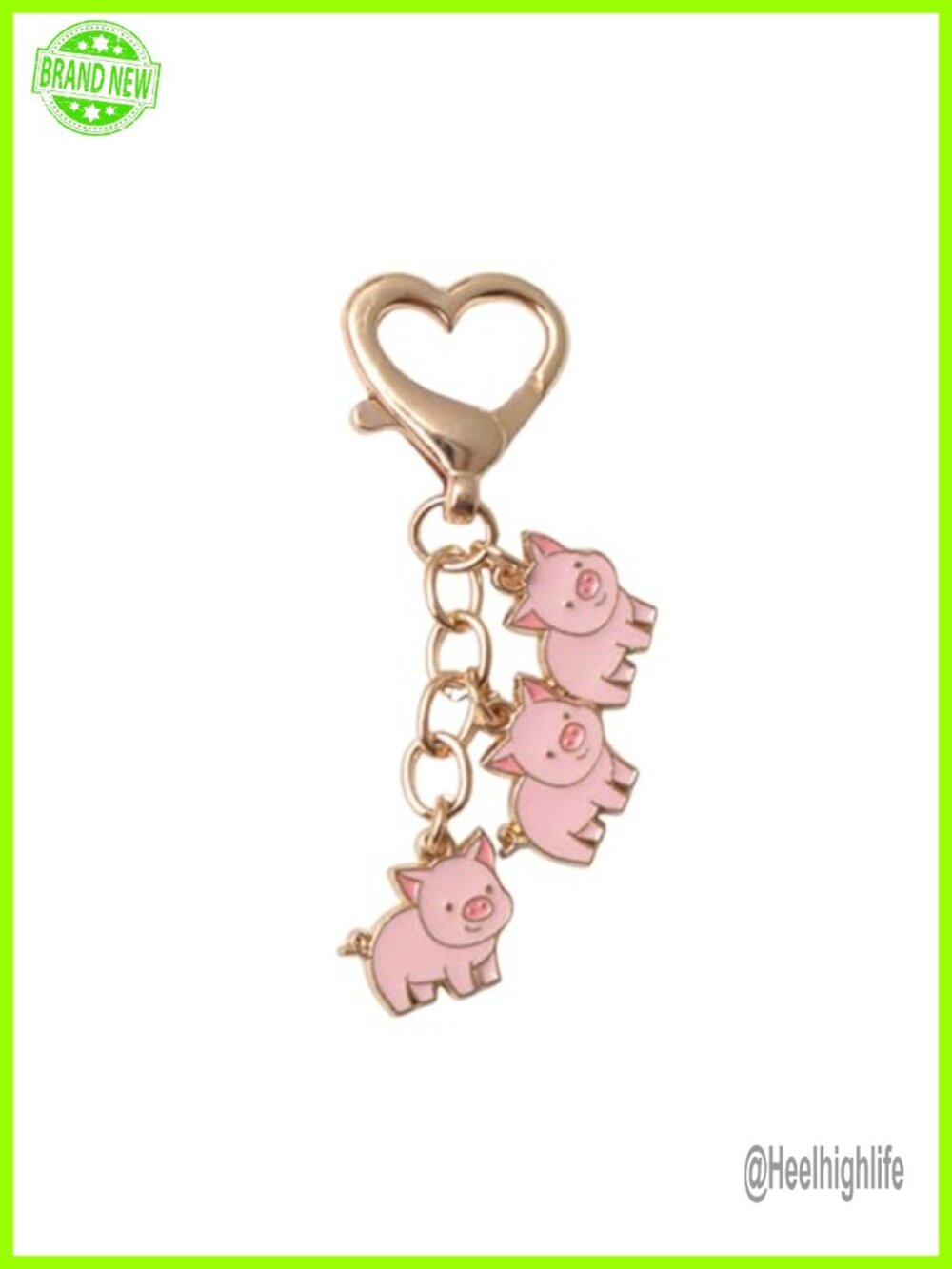 Cute Animal Charm Keychain Heart Buckle Dog Pig Cow Keyring